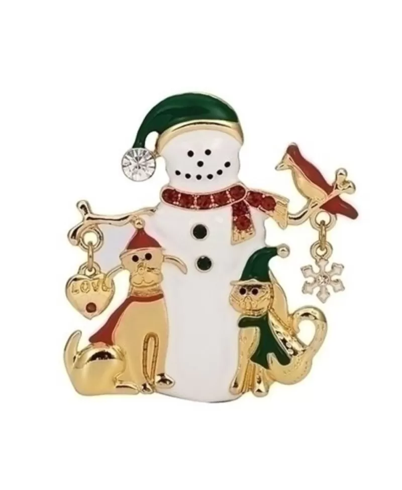 Bijoux<Noel Eternel Broche Bonhomme De Neige Et Amis 2"H