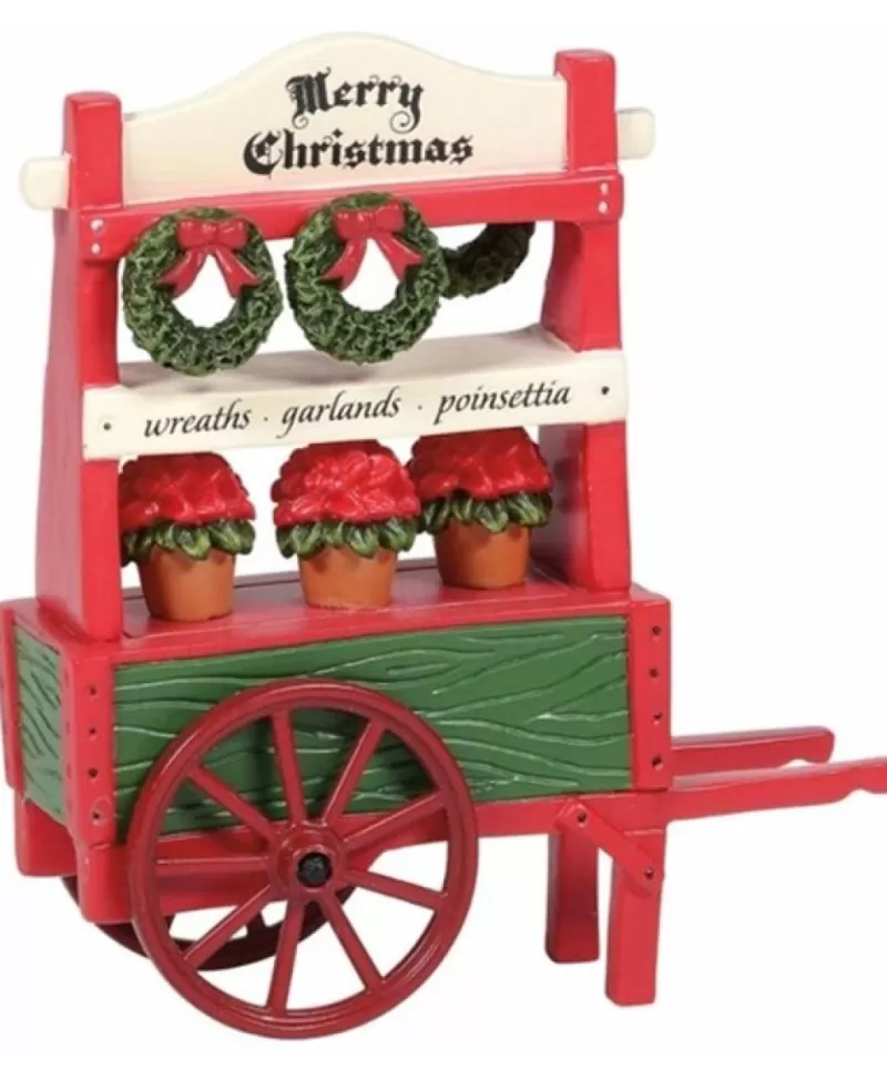 Accessoires De Village<Noel Eternel Christmas Poinsettia Cart - Village Accessoires Estimation D'Arrivage Juillet 2021