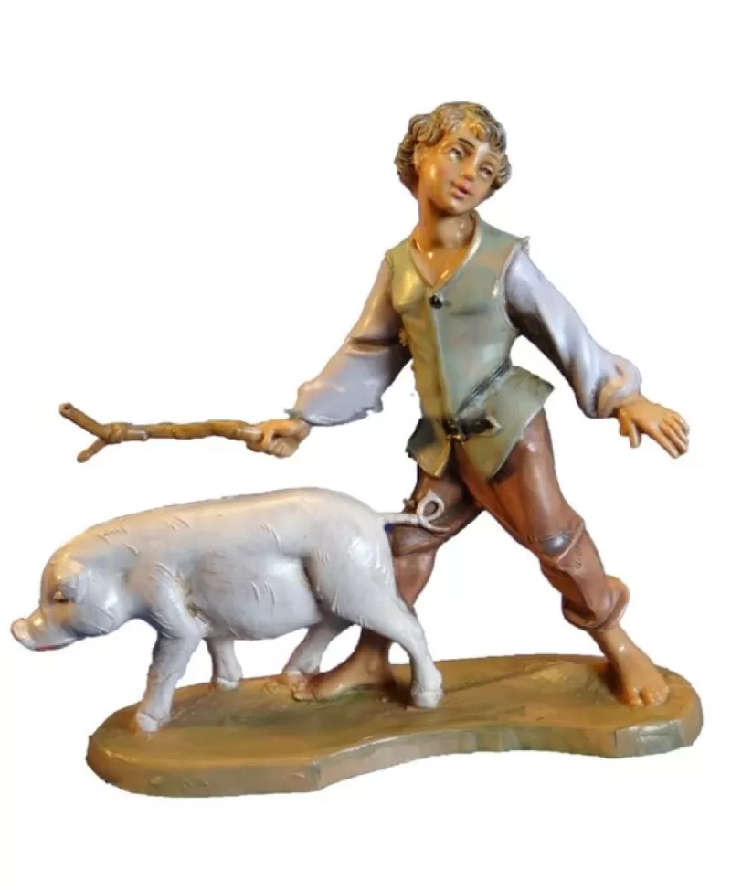 Fontanini, Figurines De Nativité<Noel Eternel Clement - Garcon Avec Cochon Nativité 5" Fontanini