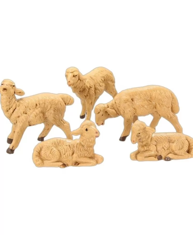 Fontanini, Figurines De Nativité<Noel Eternel Ens De 5 Moutons Brun Nativité 5'' Fontanini