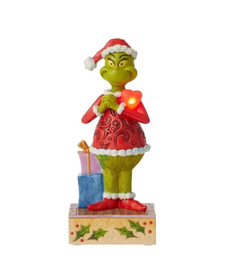 The Grinch<Noel Eternel Grinch With Large Blinking Heart 7"- Jim Shore