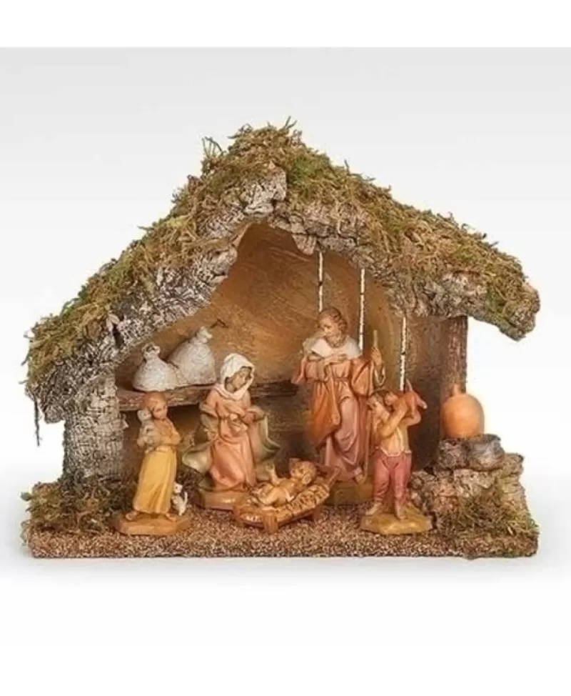 Crèches<Noel Eternel Nativité Avec Etable Ens.5 Figurines 5"