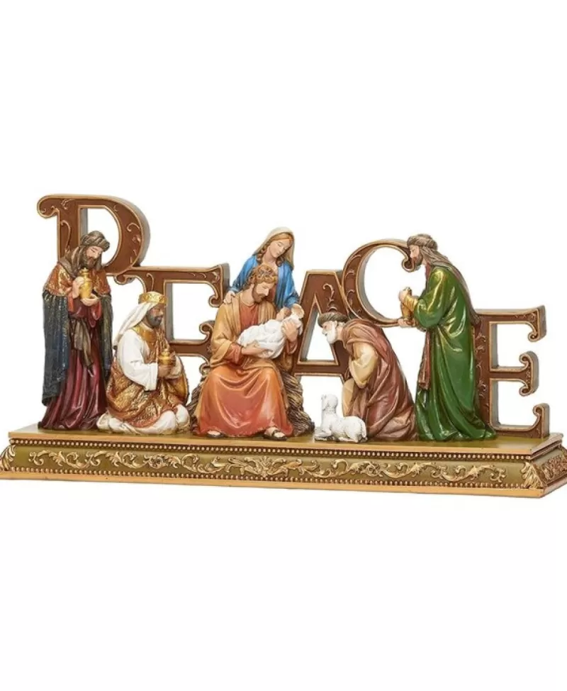 Crèches<Noel Eternel Nativité De Table ''Peace'' Dore 6''H