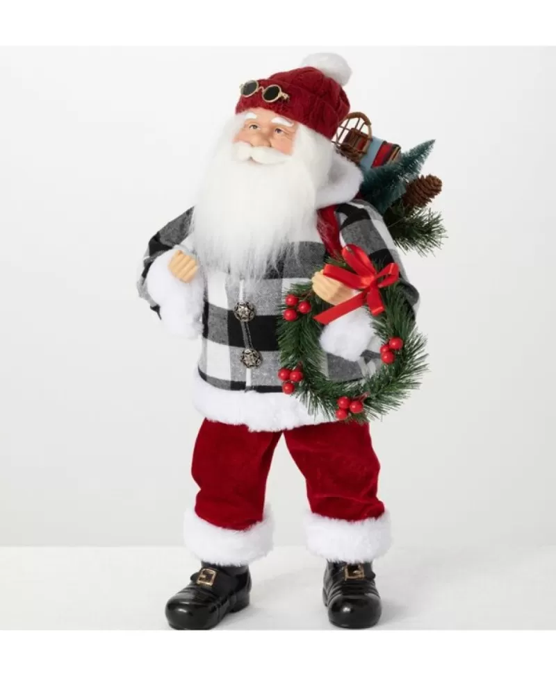 Figurines De Père Noël<Noel Eternel Père Noël Veston A Carreaux Figurine De 19"H