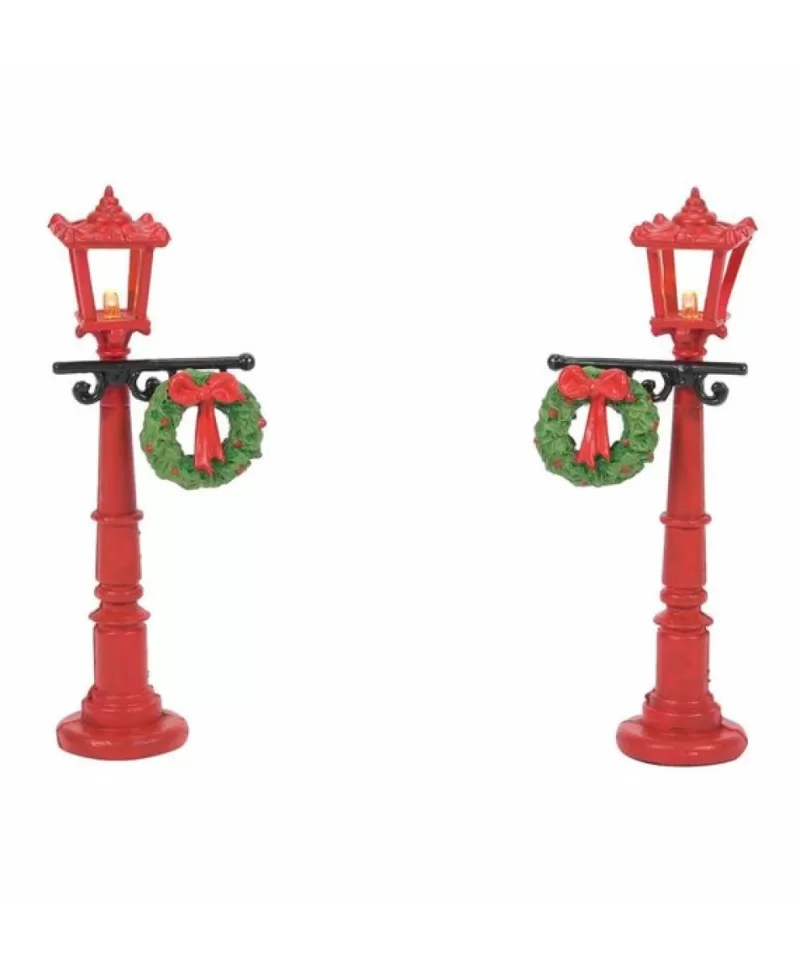 Accessoires De Village<Noel Eternel Red With Greens Street Lights - Village Accessoire