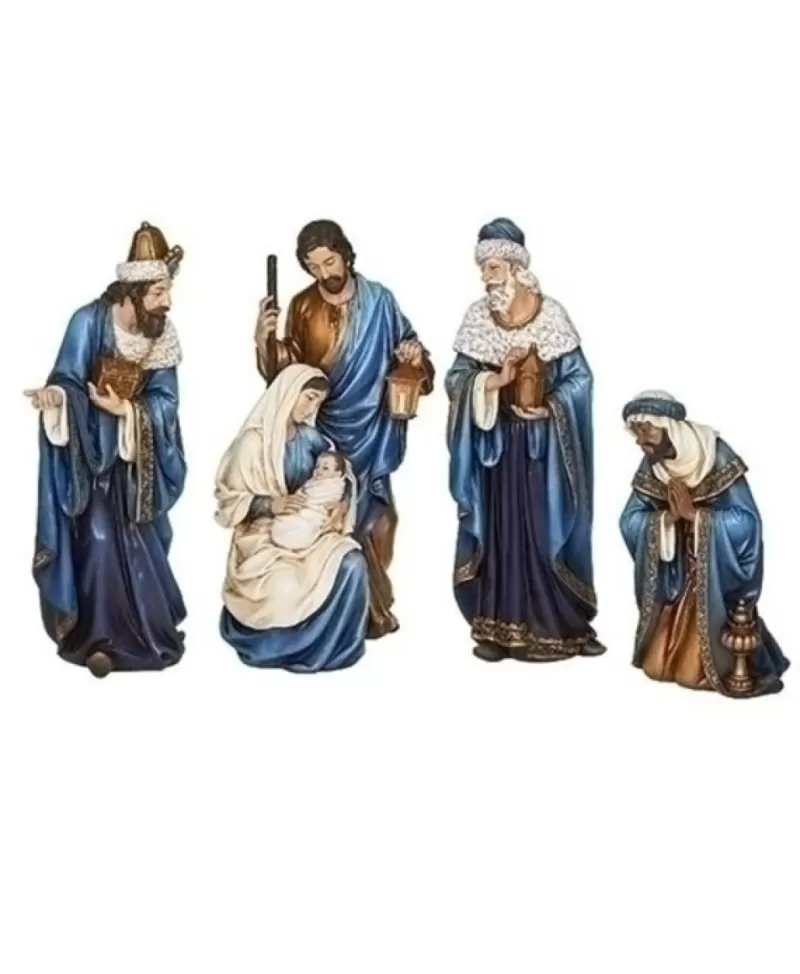 Crèches<Noel Eternel Sainte Famille Et Rois Mages Bleu Et Or