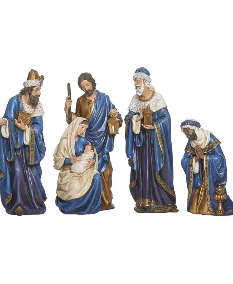 Crèches<Noel Eternel Sainte Famille Et Rois Mages Bleu Et Or