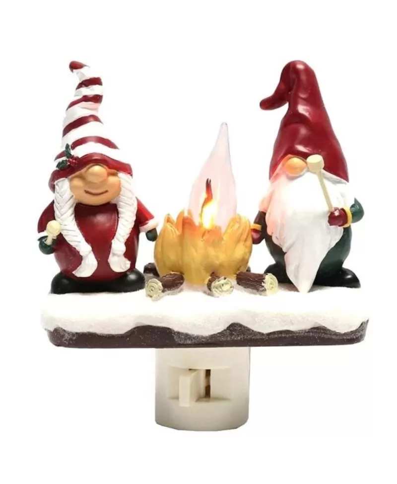 Veilleuses<Noel Eternel Veilleuse Couple Gnome Feu De Camp Flicker 5.25"